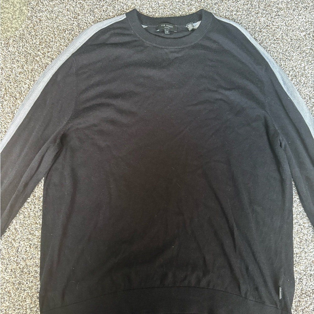 Ted Baker Black and Gray Crewneck Sweater Sz 6